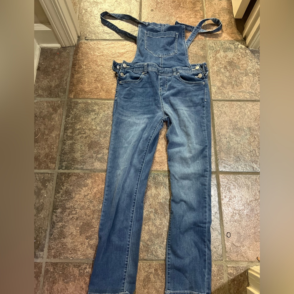 Cat & Jack blue jean overalls. They are size large (10/12)